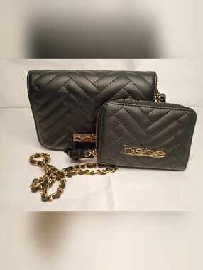 bebe Quilted Black Crossbody with Coin Pouch